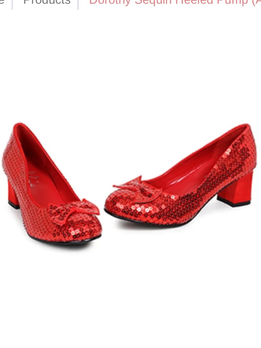 Dorothy Red Sequin Chunky Heeled Pump with Bow size 9